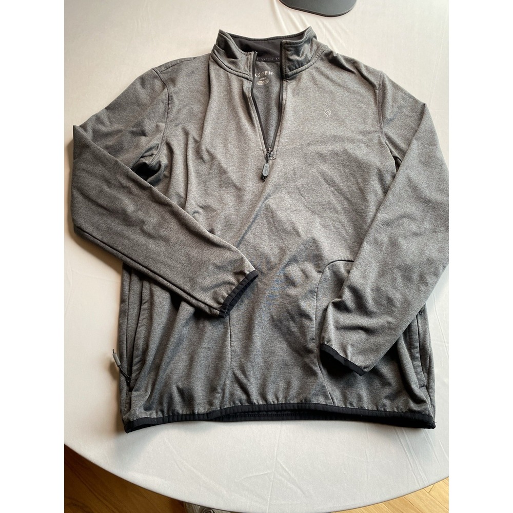 Aspen Men's Heather Gray 1/4 Zip Pullover Fleece Jacket Size Medium Activewea